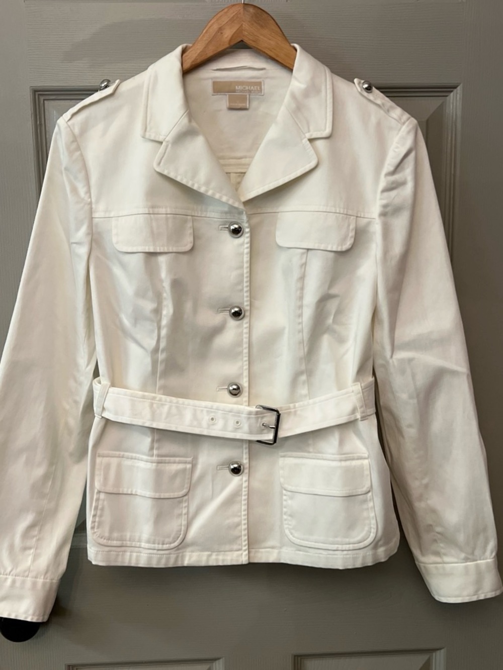 Michael Kors White Belted Trench Jacket